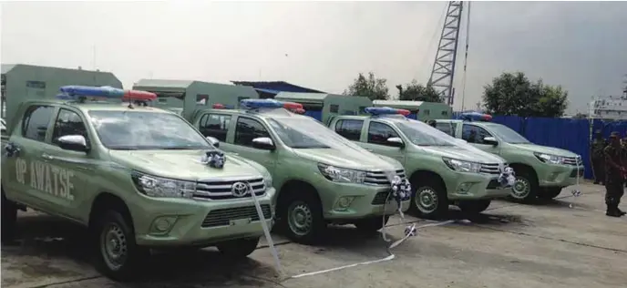  ??  ?? The fleet of patrol and communicat­ions vehicles for Operation AWATSE