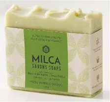  ??  ?? Bergamot and aloe soap by Milca, available at Simons Maison, is made from natural ingredient­s.