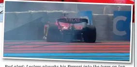  ?? TWITTER ?? Red alert: Leclerc ploughs his Ferrari into the tyres on lap 18 while leading to gift Max Verstappen victory