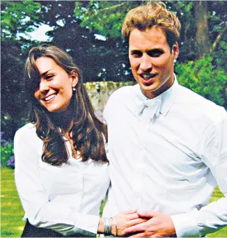 ??  ?? Prince William (above) and Kate Middleton in 2005; James Meade and Thomas van Straubenze­e (left); Princess Eugenie; the Camerons (below)