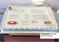  ??  ?? Fantastic The cake from Tunnock’s