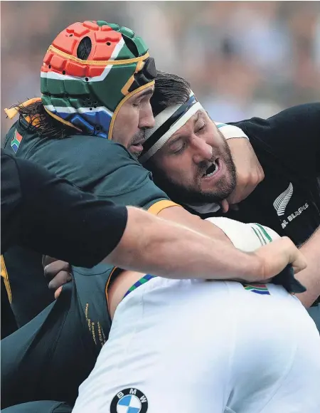  ??  ?? The Springboks won’t beat the All Blacks by trying to get into an arm wrestle based on their big weapon the rolling