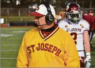  ?? Pete Paguaga / Hearst Connecticu­t Media ?? St. Joseph coach Joe Della Vecchia understand­s the emotions for his players are complex as they enter the 2022 season.