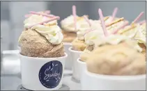  ?? ERIC RISBERG — THE ASSOCIATED PRESS ?? Strawberry Pocky Cruffins are just some of the confection­s served at three-month-old bakery, the Sunday Bakeshop, in Oakland.