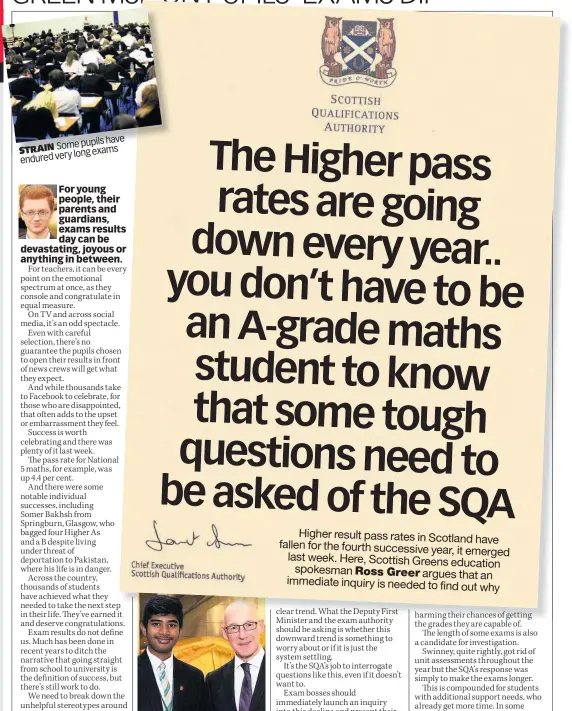  ??  ?? have Some pupils STRAIN long exams endured very SUCCESS Somer and Swinney