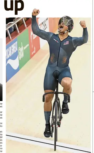  ??  ?? Going strong: Azizulhasn­i Awang picked up a silver medal in keirin at the London World Cup last weekend.