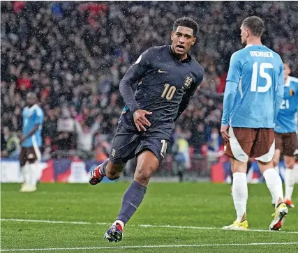  ?? Picture: Adam Davy/PA ?? Jude Bellingham celebrates scoring England’s stoppage-time equaliser