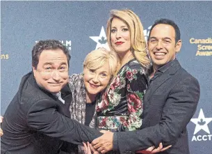  ?? CHRIS YOUNG THE CANADIAN PRESS ?? This Hour Has 22 Minutes cast members Mark Critch, Cathy Jones, Susan Kent and Shaun Majumder in 2015. Key departures from the crew signal a major shift for the long-running show.