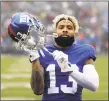  ?? Seth Wenig / Associated Press ?? Giants receiver Odell Beckham had his injured quad examined by a specialist on Thursday.