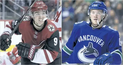  ?? AP PHOTOS ?? Arizona’s Clayton Keller, left, and Vancouver’s Brock Boeser are two of a number NHL rookies to come from U. S. college programs and make strong impression­s with their play this season.