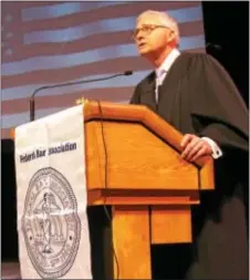  ?? KEVIN TUSTIN — DIGITAL FIRST MEDIA ?? Chief Judge for the U.S. District Court for the Eastern District of Pennsylvan­ia Lawrence Stengal was one of speakers during the naturaliza­tion ceremony. the