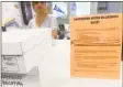  ?? Erik Trautmann / Hearst Connecticu­t Media ?? A notice detailing the penalties for illegitima­tely casting an absentee ballot sits on the counter of the Town Clerk’s office on Tuesday in Norwalk City Hall.