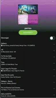  ??  ?? PLAYLIST «PERREO»
Esta es la lista de reproducci­ón de Pedro Sánchez, donde aparecen los temás de reguetón más populares