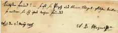  ?? Foto: Stargardt ?? Wolfgang Amadeus Mozarts Handschrif­t aus dem Jahr 1786.