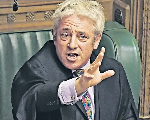  ??  ?? John Bercow yesterday blocked a meaningful vote on the Withdrawal Agreement and was told by one Tory MP it was remarkable how often he ‘pleased one lot and not the other’