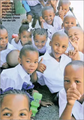 ??  ?? FIRST DAY: Grade 1 pupils from Du Toitspan Primary School. Pictures: Danie van der Lith