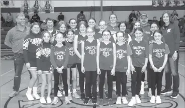  ?? Photo by Bob Parana ?? The Paper City program has great numbers at the junior high and elementary programs. The girls were introduced during a recent home win by the varsity girls.