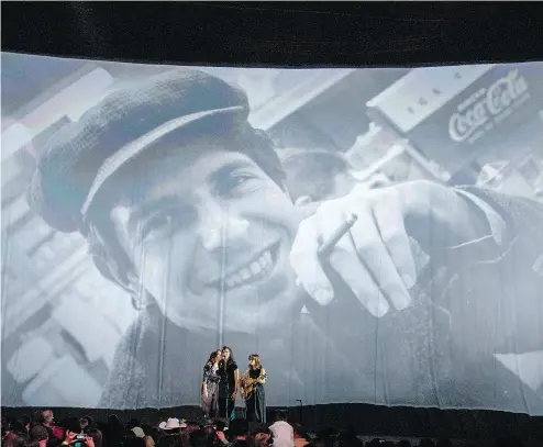  ?? ASHLEY FRASER / POSTMEDIA NEWS ?? Leonard Cohen was honoured with a tribute at the Juno Awards on Sunday in Ottawa. Cohen died last November at 82.