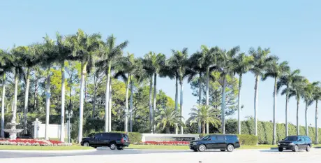  ?? AP ?? The motorcade carrying President Donald Trump arrives at Trump Internatio­nal Golf Club yesterday in West Palm Beach, Florida.