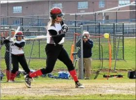  ?? (AUSTIN HERTZOG - DIGITAL FIRST MEDIA) ?? Boyertown’s Mackenzie Shaner was 3-for-3 with a home run in a 15-0 win over Norristown Thursday.