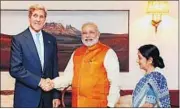  ?? PTI FILE ?? PM Modi in his talks with John Kerry made Washington see the WTO as an irritant that should not define a larger relationsh­ip.