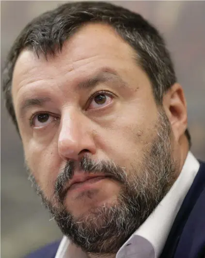  ?? AP ?? “Ya no hay mayoría gubernamen­tal, demos la palabra a los electores”, dijo Matteo Salvini, ministro del Interior y líder de la Liga, quien considera inviable la actual coalición gubernamen­tal en Italia.