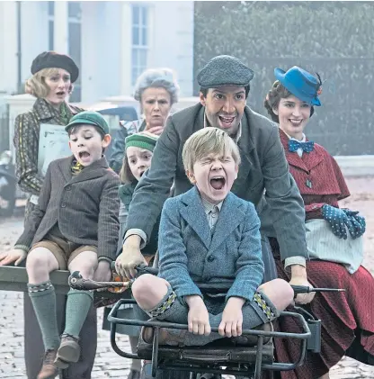  ?? Picture: PA/Disney. ?? The cast includes Emily Mortimer as Jane Banks, Nathanael Saleh as John Banks, Pixie Davies as Annabel Banks, Julie Walters as Ellen, Lin-Manuel Miranda as Jack, Joel Dawson as Georgie Banks and Emily Blunt as Mary Poppins.