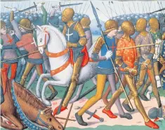  ??  ?? Knights being taken hostage in a 15th-century French manuscript miniature of Agincourt