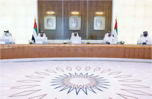  ?? WAM ?? ± Sheikh Mohammed chairs a Cabinet meeting in Abu Dhabi.