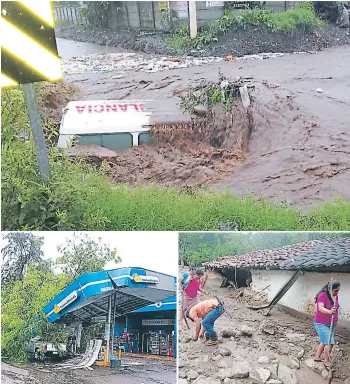  ?? EFE/LA PRENSA NICARAGUA. ?? ESTRAGOS. Las inundacion­es dejaron varios muertos y severos daños en el sur de Nicaragua y El