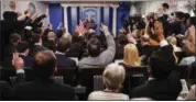  ?? PABLO MARTINEZ MONSIVAIS — THE ASSOCIATED PRESS ?? Reporters raise their hands as White House Press Secretary Sean Spicer takes questions during a daily briefing in the Brady Press Briefing Room of the White House in Washington.