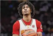  ?? Michael Hickey/Getty Images ?? Stephon Castle shoots a free throw during the 2023 McDonalds All American game in March in Houston.