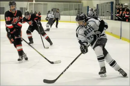  ?? BOB RAINES — DIGITAL FIRST MEDIA ?? North Penn’s Andrew Galetta turns for the goal against Pennsbury Thursday night.