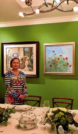  ?? —THELMA SANJUAN ?? Margie Moran-Floirendo at her elegantly set dining table.