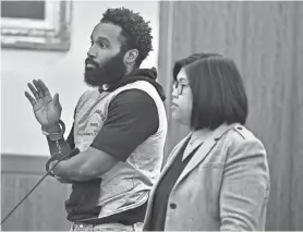  ?? ALLAN JUNG/ TELEGRAM & GAZETTE ?? Marc S. Letang, left, with attorney Jennifer Califlores on Monday in Worcester Superior Court.