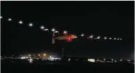  ??  ?? The solar powered plane takes off from Cairo