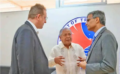  ?? ?? TRANSPORT PROJECTS. Department of Transporta­tion Secretary Jaime Bautista (center) meets with Asian Developmen­t Bank (ADB) o cials for the fourth coordinati­on meeting on April 24, 2024 to discuss updates on the ADB-funded transport projects, and fast-track their completion.