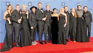  ??  ?? (Left-Right) Laura Dern, Jean-Marc Vallee, Nicole Kidman, Nathan Ross, Alexander Skarsgard, David E. Kelley, Zoe Kravitz, Reese Witherspoo­n, Gregg Fienberg, Bruna Papandrea, Shailene Woodley and producer Per Saari pose with the Best Television Limited...