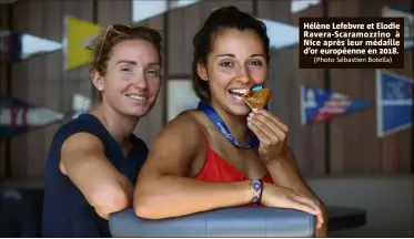  ?? (Photo Sébastien Botella)dd ?? Hélène Lefebvre et Elodie Ravera-Scaramozzi­no à Nice après leur médaille d’or européenne en .