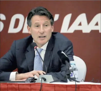  ?? PICTURE: REUTERS ?? HE’S IN FRONT AGAIN: Former Olympic 1500m champion Sebastian Coe, pictured here in Beijing yesterday, is the new IAAF president and has promised to serve athletics with trust and integrity in a sport tainted by recent allegation­s of widespread doping.