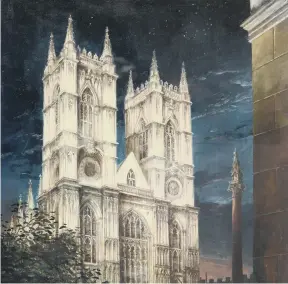  ?? ?? View of Westminste­r Abbey oil on paper by Felix Runcie Kelly