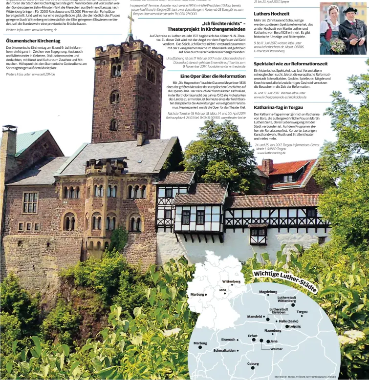  ??  ?? Marburg Marburg Wittenberg Jena Eisenach Schmalkald­en Wichtige Luth er- Stä dt e Erfurt Coburg Magdeburg Mansfeld Jena Lutherstad­t Wittenberg Lutherstad­t Eisleben Naumburg Weimar Torgau Halle (Saale) Leipzig RECHERCHE: BROOK, STÖCKER, NOTHOFER | GRAFIK: ZÖRNER