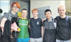  ?? (Pic: Marian Roche) ?? Leaving Cert CBS students after their first exam. (L-r) Eoghan O’Sullivan, Jack O’Callaghan, Thomas O’Flynn, Eoin Yu and Joshua Stocks.