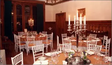  ??  ?? The dining room at Wells House set up for a wedding.