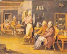  ?? FOTO: KONRAD HOFFMANN ?? Das pralle Leben: Wirtshauss­zenen wie diese sind ein beliebtes Sujet Johann Baptist Pflugs, um 1829.
