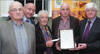  ??  ?? Most Community Involvemen­t Award, Slane, with Cllr Tom Kelly Jimmy o Brien, Cllr Wayne Harding, Theresa Healy and John Finnegan