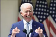  ?? Yuri Gripas / TNS ?? President Joe Biden in the Rose Garden of the White House in Washington on April 8.