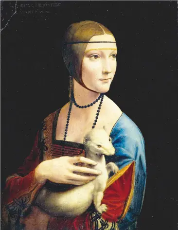  ?? [ Czartorysk­i-Museum/Krakau] ?? „Dies reicht uns, um zu verstehen, was Natur und was Kunst ist“, schrieb ein Zeitgenoss­e über da Vincis „Dame mit dem Hermelin“. Das Bild zeigt Cecilia Gallerani, Mätresse von Fürst Ludovico Sforza.