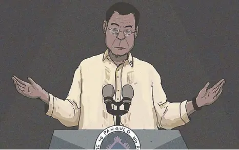  ??  ?? I think I finally saw the Duterte charm that has inspired so much devotion. He has the simple folksy charm of a barangay chairman who’s been friends with your family for decades and knows everyone in your neighborho­od.
Illustrati­on by Rob Cham