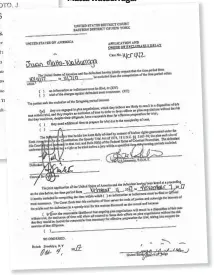  ??  ?? La acusación y acuerdos del caso. Aparecen en el expediente No. CR 14-00442. La acusación que abre el expediente contra Juan Ramón Matta contiene los acuerdos de exclusión para negociar una pena leve con la Fiscalía norteameri­cana y la defensa del...